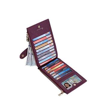 Travelambo RFID Wallet - Large Bifold Case with Zipper Pockets for Women