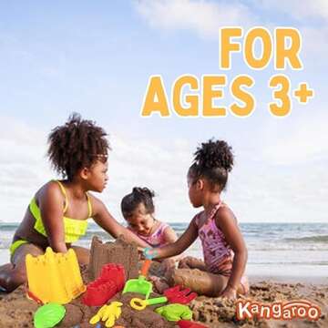 Kangaroo 23 Pcs Sand Toys I Sand Castle Building Kit | Beach Toys for Kids Ages 4-8, 8-12, Including Watering Can, Sand Sifter, Animal Molds, Plastic Rake, Sand Molds, Sand Shovels