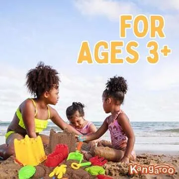 Kangaroo 23 Pcs Sand Toys I Sand Castle Building Kit | Beach Toys for Kids Ages 4-8, 8-12, Including Watering Can, Sand Sifter, Animal Molds, Plastic Rake, Sand Molds, Sand Shovels