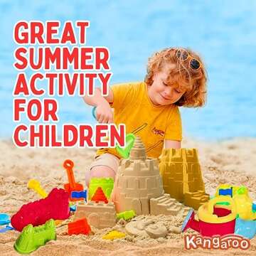Kangaroo 23 Pcs Sand Toys I Sand Castle Building Kit | Beach Toys for Kids Ages 4-8, 8-12, Including Watering Can, Sand Sifter, Animal Molds, Plastic Rake, Sand Molds, Sand Shovels