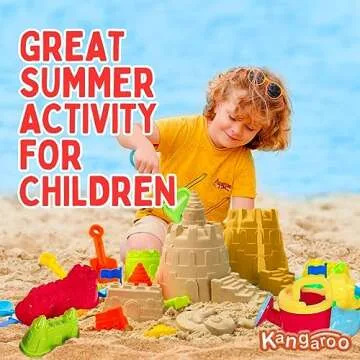 Kangaroo 23 Pcs Sand Toys I Sand Castle Building Kit | Beach Toys for Kids Ages 4-8, 8-12, Including Watering Can, Sand Sifter, Animal Molds, Plastic Rake, Sand Molds, Sand Shovels