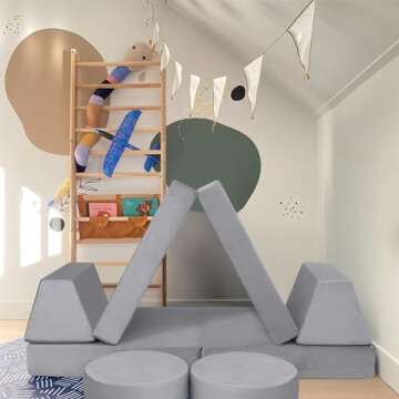 MeMoreCool Modular Kids Play Couch for Toddlers, Floor Foam Explorer Sofa with Building Fort Feature...