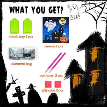 Labeol 5D Diamond Kit for Kids with Wooden Frame Art and Crafts for Kids Ages 6-8 - 10-12 Full Drill Painting by Number Kits Home Wall Decoration 6X6 inch (Halloween)