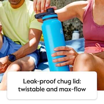 ThermoFlask Bottle with Spout Lid - Stainless Steel Water Bottles with Double-Wall Insulation & BPA-Free Spout Lids - Leak-Proof Reusable Bottles & Lids - 40 oz, Superior Blue / Mauve (2 Pack)