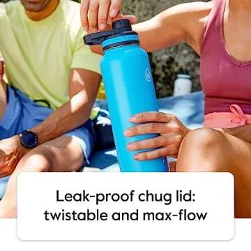 ThermoFlask Bottle with Spout Lid - Stainless Steel Water Bottles with Double-Wall Insulation & BPA-Free Spout Lids - Leak-Proof Reusable Bottles & Lids - 40 oz, Superior Blue / Mauve (2 Pack)