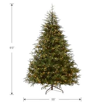 National Tree Company Pre-Lit 'Feel Real' Artificial Full Christmas Tree, Green, Frasier Grande, Dual Color LED Lights, Includes Stand, 6 Feet
