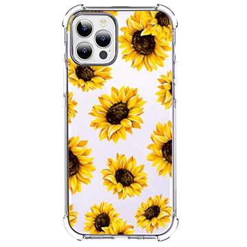 HEYORUN Sunflower Clear Case Fit for iPhone 12 Pro Max 6.7 Inches, Sunflower Girls and Women Floral ...