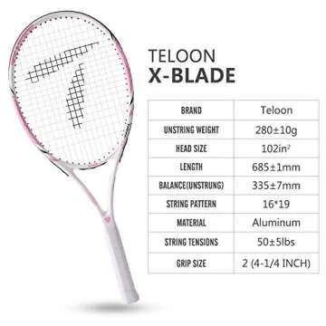 Teloon 27 inch Tennis Rackets for Adults 2 pcs Set
