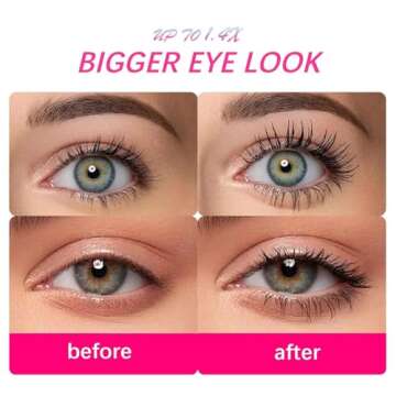 4D Silk Fiber black waterproof mascara Natural Lengthening Thickening lash Mascara no Clumping Smudge-proof Mascara Lasting All Day 0.35 Fl Oz