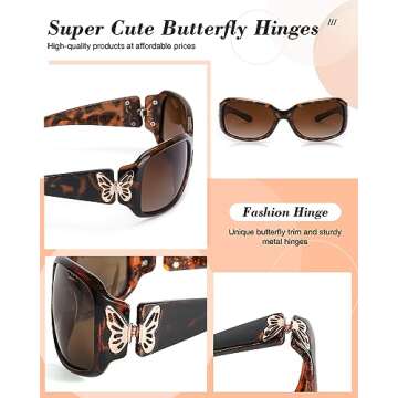 LVIOE Stylish Polarized Sunglasses for Women with Butterfly Design