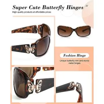 LVIOE Stylish Polarized Sunglasses for Women with Butterfly Design