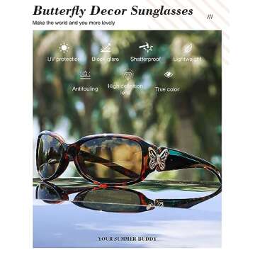 LVIOE Stylish Polarized Sunglasses for Women with Butterfly Design