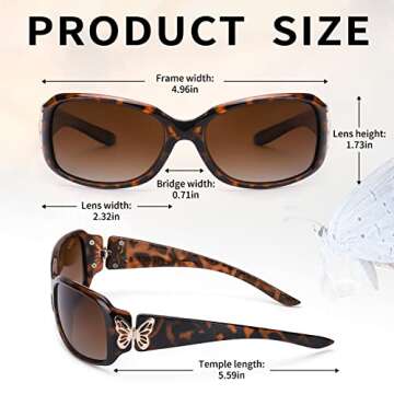 LVIOE Stylish Polarized Sunglasses for Women with Butterfly Design