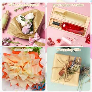 PLULON 60 Sheets Kraft Tissue Paper Bulks, Gift Wrap Tissue Paper Sheets for Packaging Birthday Gift...