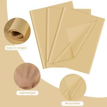 PLULON 60 Sheets Kraft Tissue Paper Bulks, Gift Wrap Tissue Paper Sheets for Packaging Birthday Gift Wrapping Paper Birthday Wedding Holiday Paper Flower