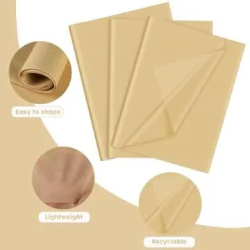 PLULON 60 Sheets Kraft Tissue Paper Bulks, Gift Wrap Tissue Paper Sheets for Packaging Birthday Gift Wrapping Paper Birthday Wedding Holiday Paper Flower