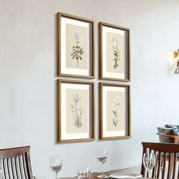 LITIVY Framed Set of 4 Boho Wall Decor Botanical Wall Art Prints Rustic Vintage Flower Minimalist Ne...