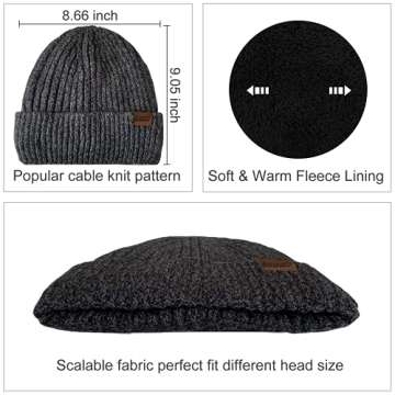 Winter Hats Scarf for Men with Touchscreen Gloves Men's Scaves and Beanie Hat Themal Glove Set for M...