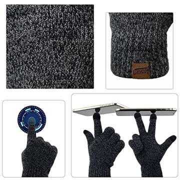 Winter Hats Scarf for Men with Touchscreen Gloves Men's Scaves and Beanie Hat Themal Glove Set for Men Women