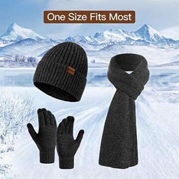 Winter Hats Scarf for Men with Touchscreen Gloves Men's Scaves and Beanie Hat Themal Glove Set for Men Women