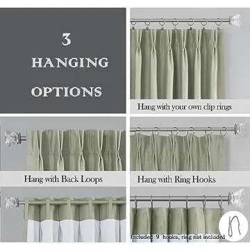 Central Park Sage Green Full Blackout Pinch Pleat Window Curtain for Bedroom Living Room Window Treatment Thermal Insulated Drapes Backtab 95 Inches with 9 Hooks (Ring not Include), 40"x95", 1 Panel