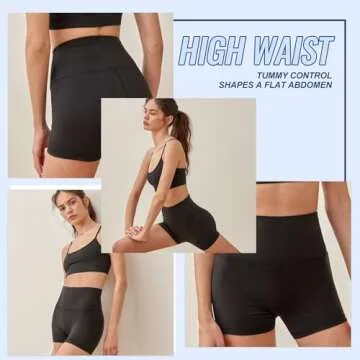 3 Pack High Waisted Biker Shorts for Women – 3"/ 5"/ 8" Black Workout Yoga Compression Novelty Sho...