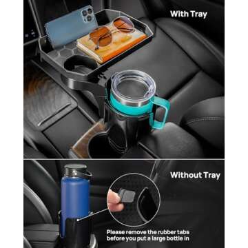 JoyTutus Car Cup Holder Expander, Automotive Cup Attachable Tray with 360° Rotation,Large Cup Holder Adapt Most Regular Cups with 18-40 oz, fit in 2.75-3.25 inch Car Holder
