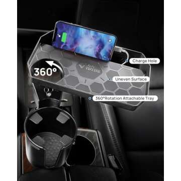 JoyTutus Car Cup Holder Expander, Automotive Cup Attachable Tray with 360° Rotation,Large Cup Holder Adapt Most Regular Cups with 18-40 oz, fit in 2.75-3.25 inch Car Holder