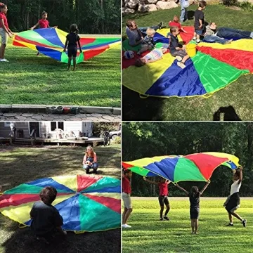 Sonyabecca 12ft Parachute with Handles for Kids Fun