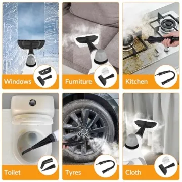 Efficient Handheld Steam Cleaner with 12 Accessories for Home