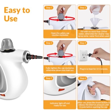 Efficient Handheld Steam Cleaner with 12 Accessories for Home
