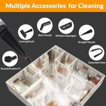 Efficient Handheld Steam Cleaner with 12 Accessories for Home