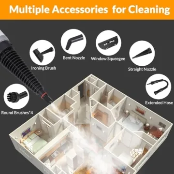 Efficient Handheld Steam Cleaner with 12 Accessories for Home
