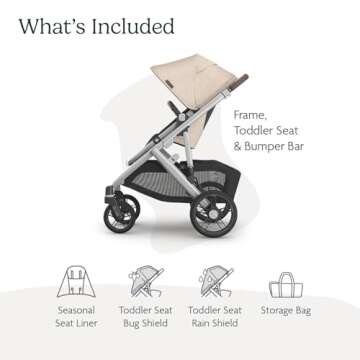 UPPAbaby Vista V3 Stroller - Full-Size Single-to-Double Stroller System - Toddler Seat, Bug Shield, ...