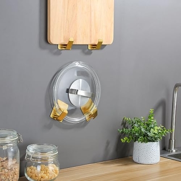 Taozun Adhesive Hooks Set of 4 Elegant Gold Wall Hooks