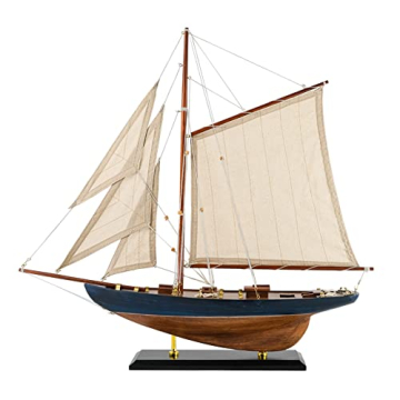 SAILINGSTORY Wooden Sailboat Decor - Nautical Model in Antique Finish