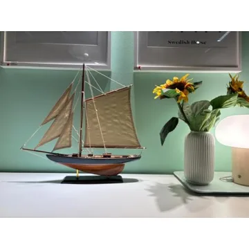 SAILINGSTORY Wooden Sailboat Decor - Elegant Nautical Model
