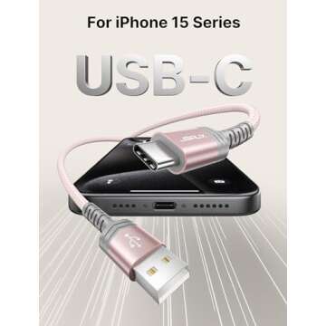 JSAUX USB-C Cable 3.1A Fast Charging, 3-Pack (10ft+6.6ft+3.3ft) USB A to Type C Charge Cord Compatible with Samsung Galaxy S24 S22 S20 Note 20, iPhone 16/16e/16 Pro/16 Pro Max/15, USB C Charger(Pink)