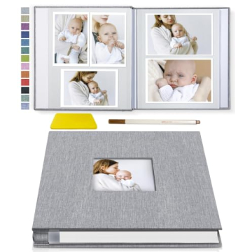 Popotop Photo Album with Self Adhesive Pages, 40 Pages Linen Scrapbook for Memories