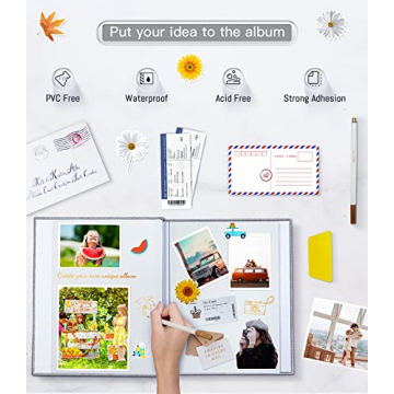 Popotop Self Adhesive Photo Album for 4x6 Pictures