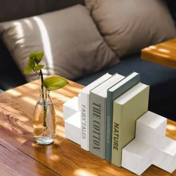 Stylish Marble Pattern Ceramic Bookends for Elegant Home Decor