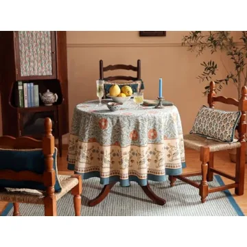 Patdrea French Linen Round Tablecloth for Dining