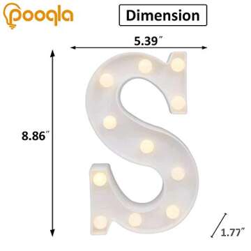 Pooqla LED Marquee Letter Lights Sign, Light Up Alphabet Letter for Home Party Wedding Decoration S