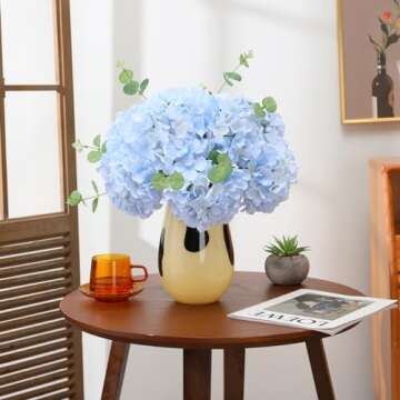 Tifuly 12 pcs Realistic Silk Hydrangea Flowers for Decor