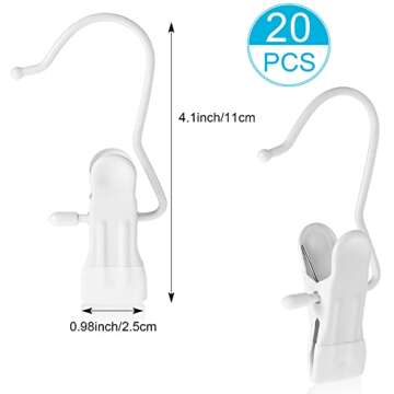 Hotop Boot Hanger Clips for Closet, Laundry Hanging Hooks Heavy Duty Clips Boot Holder Portable Single Hooks Space Saving for Pants Jeans Clothes Hats Tall Towels(White,48 Pieces)