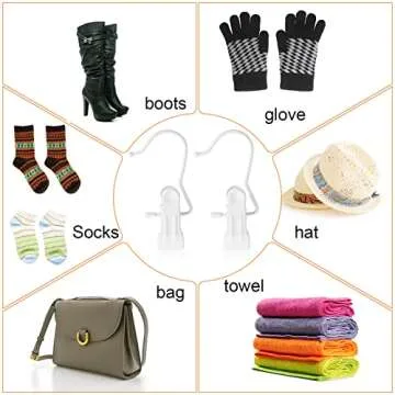 Hotop Boot Hanger Clips for Closet, Laundry Hanging Hooks Heavy Duty Clips Boot Holder Portable Single Hooks Space Saving for Pants Jeans Clothes Hats Tall Towels(White,48 Pieces)