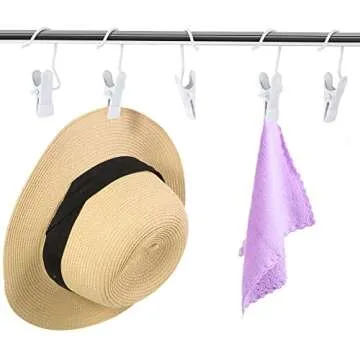 Hotop Boot Hanger Clips for Closet, Laundry Hanging Hooks Heavy Duty Clips Boot Holder Portable Single Hooks Space Saving for Pants Jeans Clothes Hats Tall Towels(White,48 Pieces)