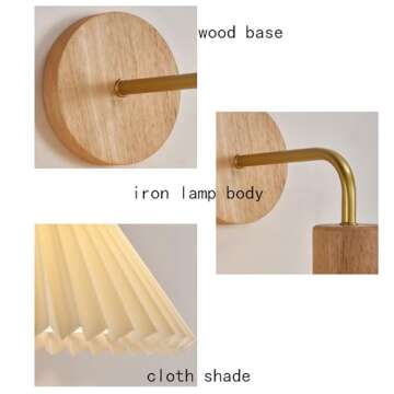 Jadssox Pleated Fabric Wall Sconce for Modern Lighting