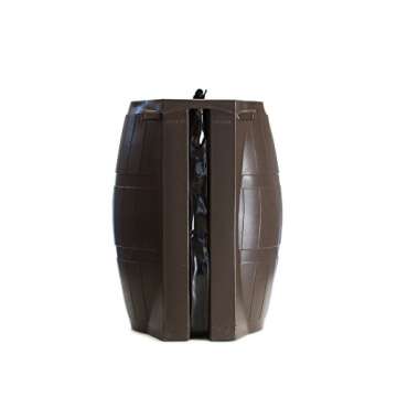 FCMP Outdoor Raincatcher, Flat-Back Rain Barrel with Spigots, 50-Gallon, Brown