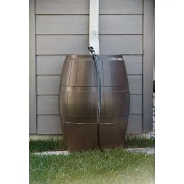 FCMP Outdoor Raincatcher, Flat-Back Rain Barrel with Spigots, 50-Gallon, Brown